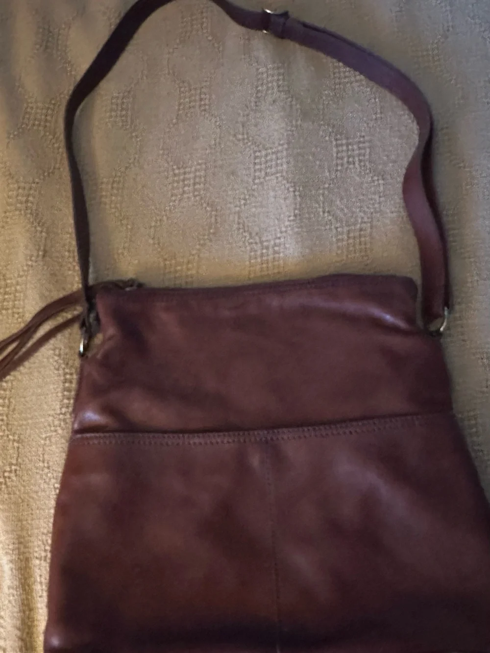 Mango Burgundy Leather Crossbody Bag